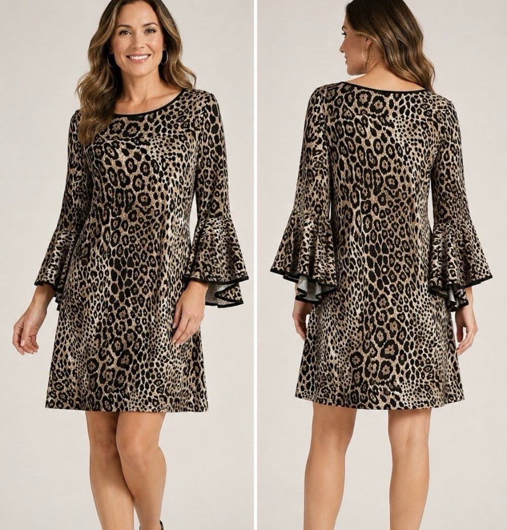 MSK Dress Plant Cheetah Bohemian Animal Dress Size Large NEW